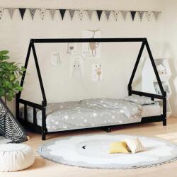 vidaXL Cadru pat pentru copii, negru, 90x200 cm, lemn masiv de pin (834455)