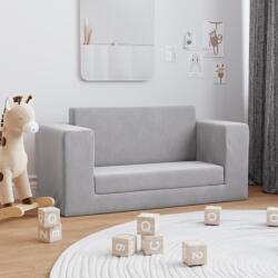vida XL Canapea extensibilă de copii 2 locuri, gri deschis, pluș moale - kidspaws - 294,02 RON