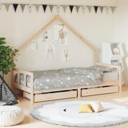 vidaXL Cadru de pat cu sertare de copii, 90x200 cm, lemn masiv pin - kidspaws - 805,79 RON