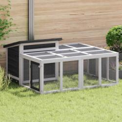 vidaXL Cușcă pentru iepuri gri 144x123x67, 5 cm din lemn masiv de pin (172282)