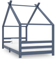 vidaXL Cadru de pat pentru copii, gri, 90 x 200 cm, lemn masiv de pin - kidspaws - 725,99 RON