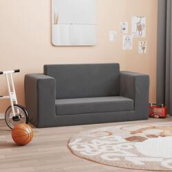 vidaXL Canapea extensibilă de copii cu 2 locuri, antracit, pluș moale (357036)