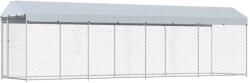 vidaXL Padoc pentru câini de exterior, cu acoperiș 760x190x225 cm (145031)