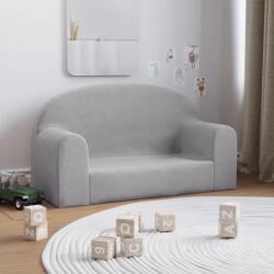 vidaXL Canapea pentru copii cu 2 locuri, gri deschis, pluș moale (357011)