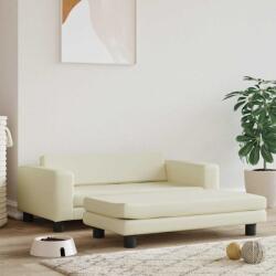 vidaXL Pat pentru câini cu extensie, crem, 100x50x30 cm, piele eco