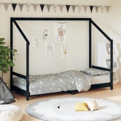 vidaXL Cadru de pat pentru copii, negru, 80x200 cm, lemn masiv de pin - kidspaws - 582,00 RON