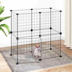 vidaXL Cușcă animale de companie cu ușă 12 panouri negru 35x35 cm oțel (3114033)