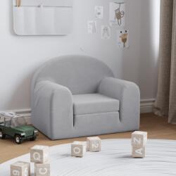 vidaXL Canapea extensibilă pentru copii, gri deschis, pluș moale (357017)