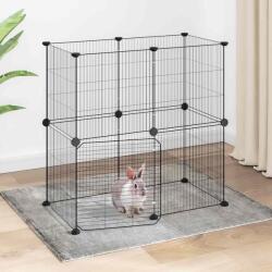 vidaXL Cușcă animale de companie cu ușă 12 panouri negru 35x35 cm oțel (3114036)