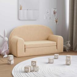 vidaXL Canapea extensibilă de copii cu 2 locuri, crem, pluș moale (357025)