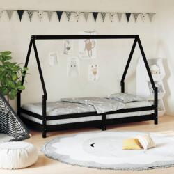 vidaXL Cadru de pat pentru copii, negru, 90x190 cm, lemn masiv de pin (834494)