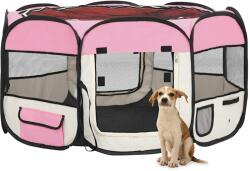 vidaXL Țarc joacă pliabil câini cu sac de transport roz 125x125x61 cm (171011)