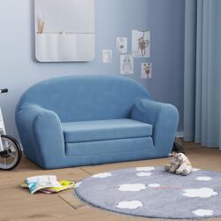 vida XL Canapea extensibilă de copii cu 2 locuri, albastru, pluș moale - kidspaws - 266,19 RON
