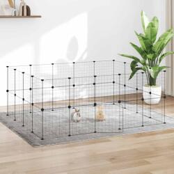 vidaXL Cușcă animale de companie cu ușă 36 panouri negru 35x35 cm oțel (3114039)