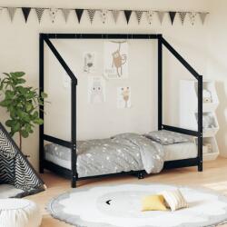 vidaXL Cadru de pat pentru copii, negru, 80x160 cm, lemn masiv de pin (835711)