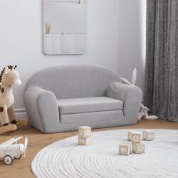 vida XL Canapea extensibilă de copii 2 locuri, gri deschis, pluș moale - kidspaws - 273,45 RON