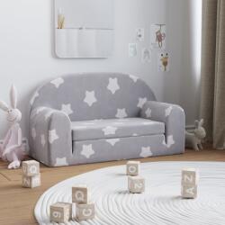 vidaXL Canapea extensibilă copii 2 locuri gri deschis/stele pluș moale (357022)