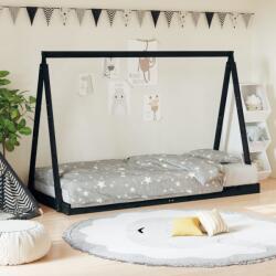 vidaXL Cadru de pat pentru copii, negru, 90x190 cm, lemn masiv de pin - kidspaws - 745,35 RON