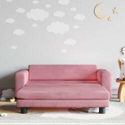 vida XL Canapea pentru copii cu taburet roz 100x50x30 cm catifea