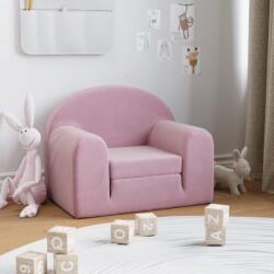 vidaXL Canapea extensibilă pentru copii, roz, pluș moale (357021)