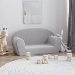 vida XL Canapea pentru copii cu 2 locuri, gri deschis, pluș moale - kidspaws - 199,64 RON