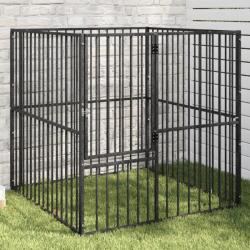 vidaXL Țarc pentru câini cu 4 panouri, negru, oțel galvanizat (172210)
