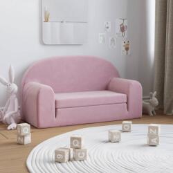 vidaXL Canapea extensibilă pentru copii cu 2 locuri, roz, pluș moale (357027)