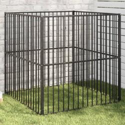 vidaXL Țarc pentru câini cu 4 panouri, negru, oțel galvanizat (172209)