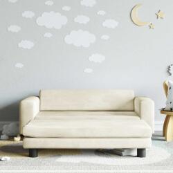 vida XL Canapea pentru copii cu taburet crem 100x50x30 cm catifea