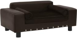 vidaXL Canapea pentru câini, maro, 81x43x31cm, pluș & piele ecologică