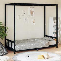 vidaXL Cadru pat pentru copii, negru, 90x200 cm, lemn masiv de pin (834524)