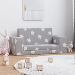 vida XL Canapea extensibilă copii 2 locuri gri deschis/stele pluș moale - kidspaws - 240,78 RON