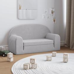 vidaXL Canapea extensibilă de copii 2 locuri, gri deschis, pluș moale (357023)