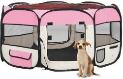 vidaXL Țarc de câini pliabil cu sac de transport, roz, 145x145x61 cm (171012)