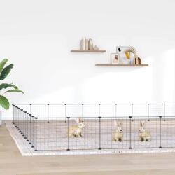 vidaXL Cușcă animale de companie cu ușă 52 panouri negru 35x35 cm oțel (3114023)