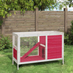 vidaXL Cușcă pentru iepuri roșu 103x44x69, 5 cm lemn masiv de pin (172299)