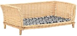 vidaXL Coș pentru câini cu pernă, natural, 90x54x35 cm, răchită