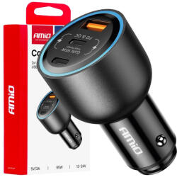 AMiO Încărcător auto 2x USB-C + USB-A 12V 24V 95W AMIO-04372 (AX_04372)