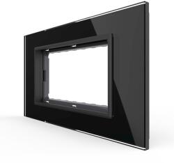 LIVOLO Rama din sticla Livolo standard Italian, 4 module, negru, serie noua (VL-P9E-4B)