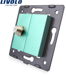 LIVOLO Priza TV satelit Livolo verde, fara rama din sticla, design modern (C7-1ST-18)