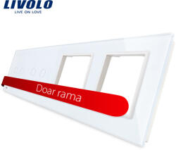 LIVOLO Panou frontal Livolo din sticla alba pentru 2 intrerupatoare duble si 2 prize (BB-C7-C2/C2/SR/SR-11)