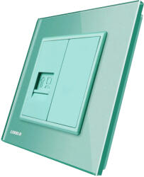 LIVOLO Priza internet Livolo verde cu rama din sticla pentru perete (VL-C791C-18)