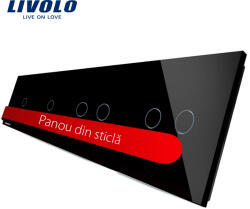 LIVOLO Panou din sticla negru pentru intrerupator touch Livolo, 2 simplu + 2 dublu (BB-C7-C1/C1/C2/C2-12)