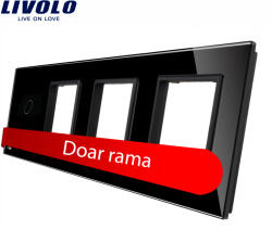LIVOLO Rama din sticla Livolo pentru intrerupator touch simplu si 3 prize, negru (VL-P701/E/E/E-8B)