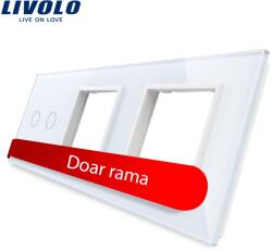 LIVOLO Panou intrerupator dublu cu touch si 2 prize Livolo din sticla (VL-P702/E/E-6W)