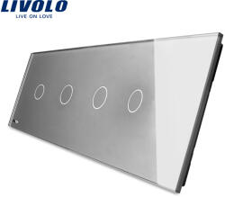 LIVOLO Panou touch Livolo din sticla gri pentru 4 intrerupatoare simple (VL-P701/01/01/01-8I)