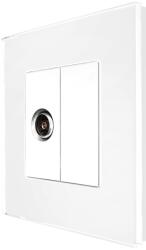 Luxion Priza TV Luxion cu rama din sticla alba, design modern (LX-MP026G-W)