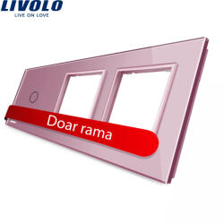LIVOLO Panou Livolo din sticla roz pentru 1 intrerupator touch si 2 prize (BB-C7-C1/SR/SR-17)