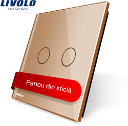 LIVOLO Panou din sticla auriu pentru intrerupator dublu touch Livolo (VL-P702-2A)