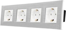 Luxion Priza cvadrupla Luxion cu rama din aluminiu, design modern alb (LX-4MP010A-W)